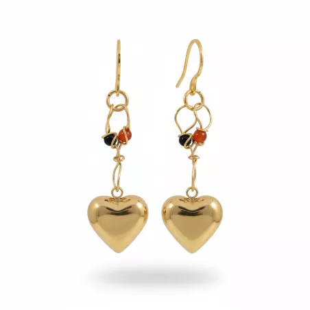 Boucles doreilles cœurs pierres chakras argent or