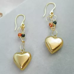 Boucles doreilles cœurs pierres chakras argent or