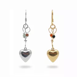 Boucles doreilles cœurs pierres chakras argent or