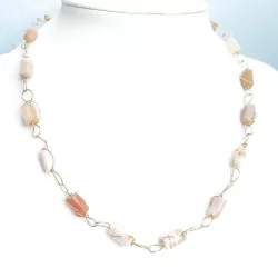 Collier Berenice en acier inoxydable et pierres naturelles cylindriques