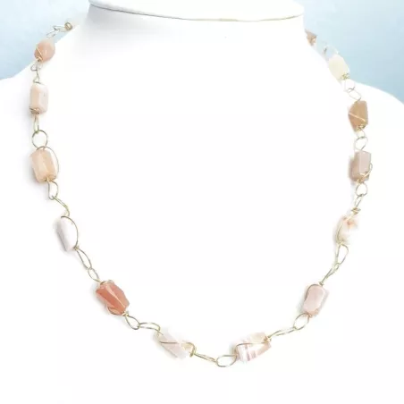 Collier Berenice en acier inoxydable et pierres naturelles cylindriques