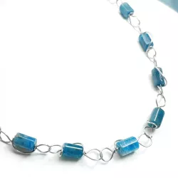 Collier Berenice en acier inoxydable et pierres naturelles cylindriques