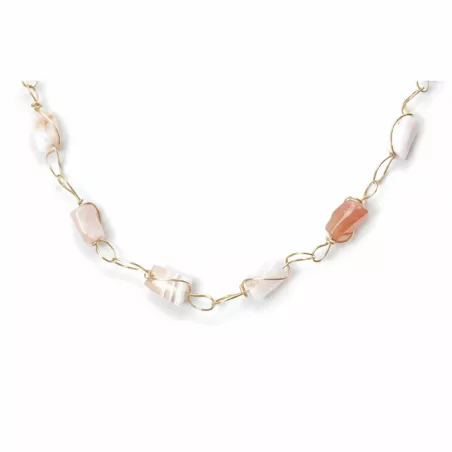 Collier Berenice en acier inoxydable et pierres naturelles cylindriques