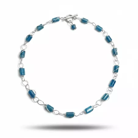 Collier Berenice en acier inoxydable et pierres naturelles cylindriques