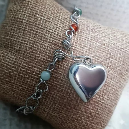 Bracelets Rosa avec pendentif coeur en acier inoxydable dore et argente