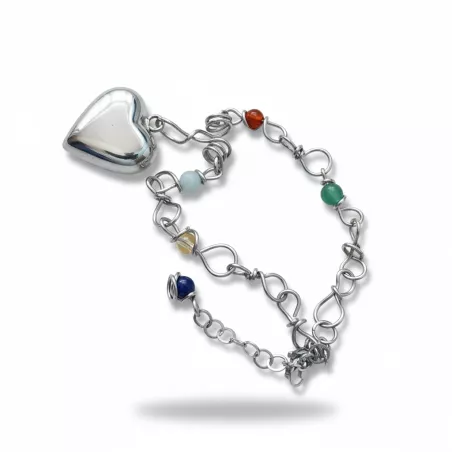 Bracelets Rosa avec pendentif coeur en acier inoxydable dore et argente