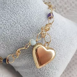 Bracelets Rosa avec pendentif coeur en acier inoxydable dore et argente