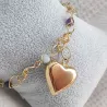 Bracelets Rosa avec pendentif coeur en acier inoxydable dore et argente