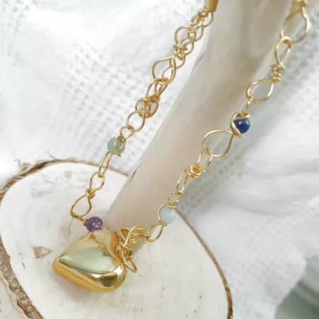 Bracelets Rosa avec pendentif coeur en acier inoxydable dore et argente