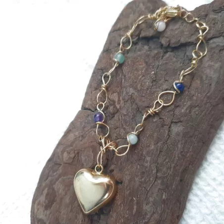 Bracelets Rosa avec pendentif coeur en acier inoxydable dore et argente