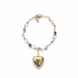 Bracelets Rosa avec pendentif coeur en acier inoxydable dore et argente