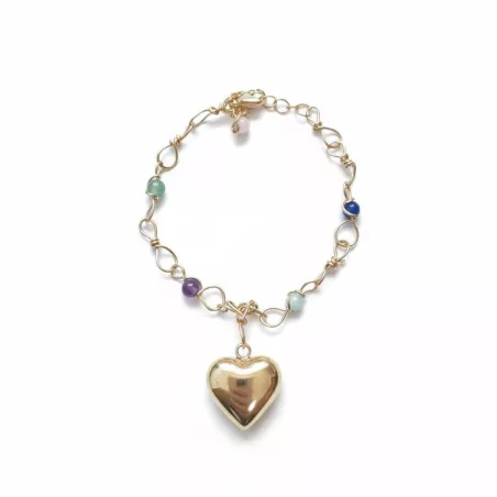 Bracelets Rosa avec pendentif coeur en acier inoxydable dore et argente