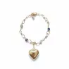 Bracelets Rosa avec pendentif coeur en acier inoxydable dore et argente