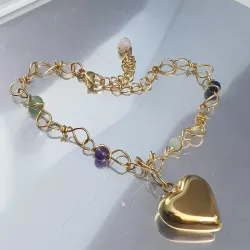 Bracelets Rosa avec pendentif coeur en acier inoxydable dore et argente