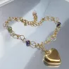 Bracelets Rosa avec pendentif coeur en acier inoxydable dore et argente