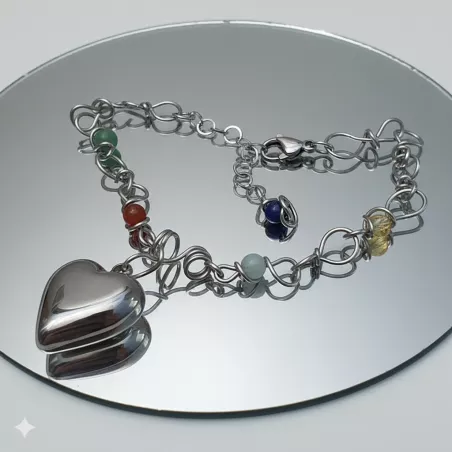 Bracelets Rosa avec pendentif coeur en acier inoxydable dore et argente