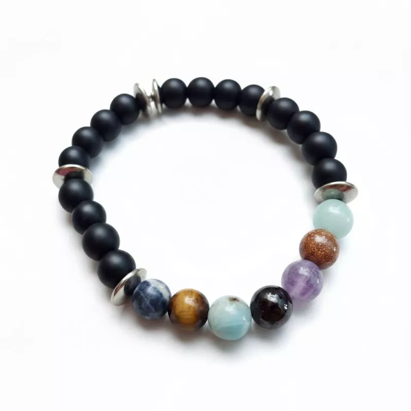Bracelet Kodiak extensible homme en pierres naturelles et hematite Bracelet Kodiak extensible homme en pierres naturelles et hematite