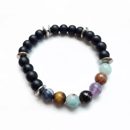 Bracelet Kodiak extensible homme en pierres naturelles et hematite