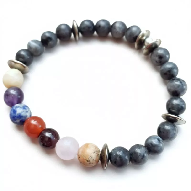 Bracelet Kodiak extensible homme en pierres naturelles et hematite Bracelet Kodiak extensible homme en pierres naturelles et hematite