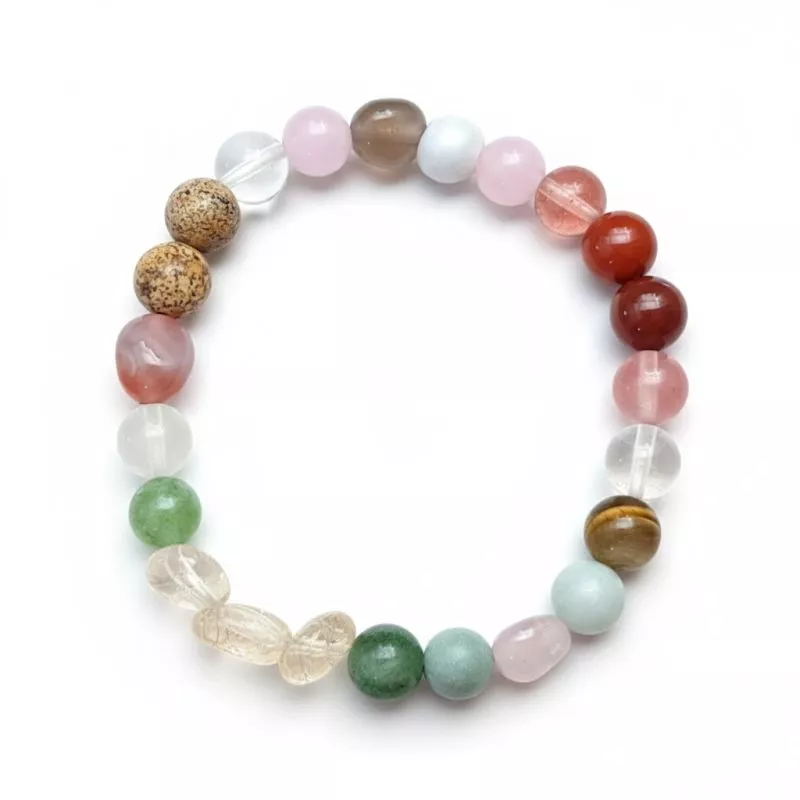 Bracelet Victoire extensible avec pierres naturelles irregulieres et perle bois Bracelet Victoire extensible avec pierres naturelles irregulieres et perle bois