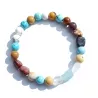Bracelet Victoire extensible avec pierres naturelles irregulieres et perle bois