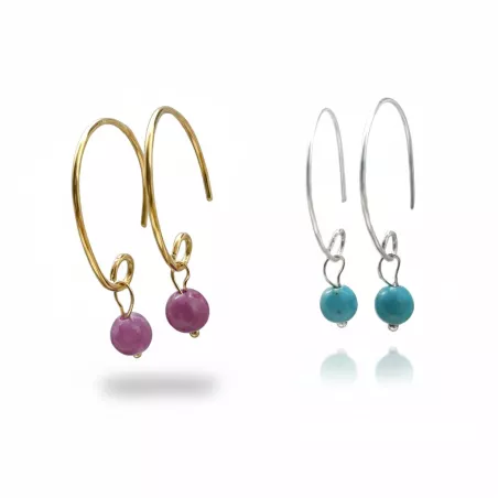 Boucles Agreste artisanales fines avec pierre naturelle et argent