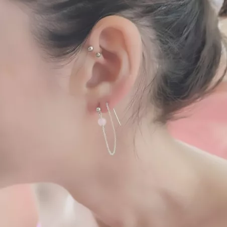 Boucles Doblo fines avec chaine et pierre naturelle