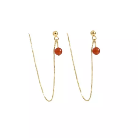 Boucles Doblo fines avec chaine et pierre naturelle