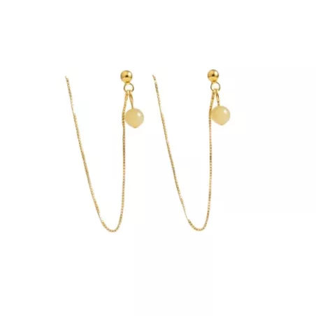 Boucles Doblo fines avec chaine et pierre naturelle
