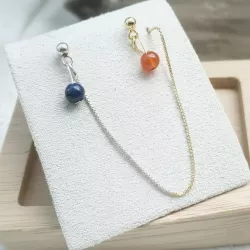 Boucles Doblo fines avec chaine et pierre naturelle