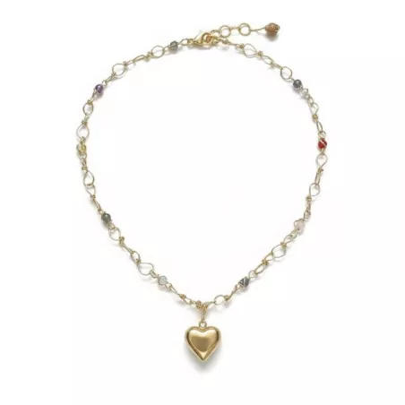 Collier en acier inoxydable aux lignes pures, avec un pendentif coeur graphique.