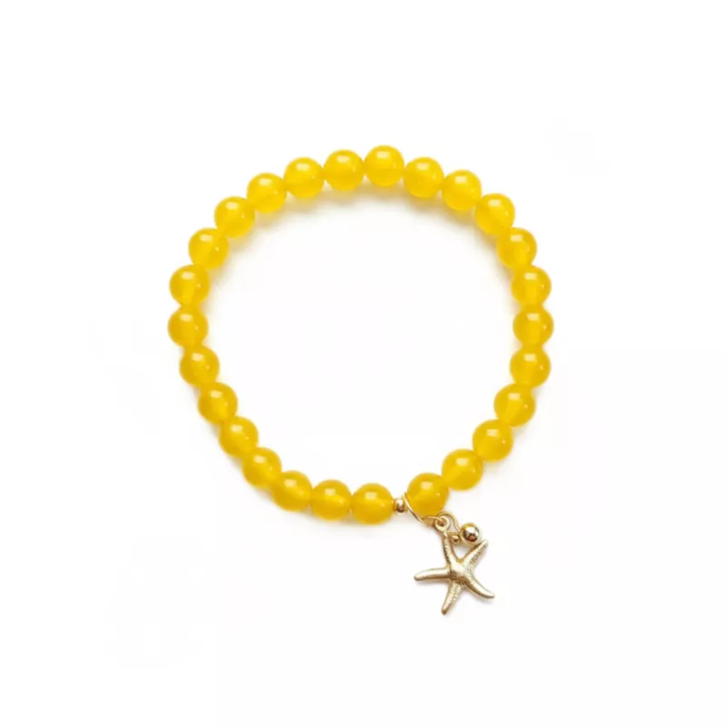 Bracelet extensible Majoris avec breloque etoile de mer et perles naturelles