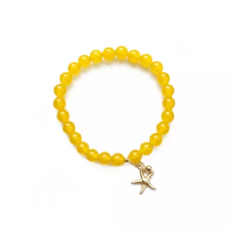 Bracelet extensible Majoris avec breloque etoile de mer et perles naturelles
