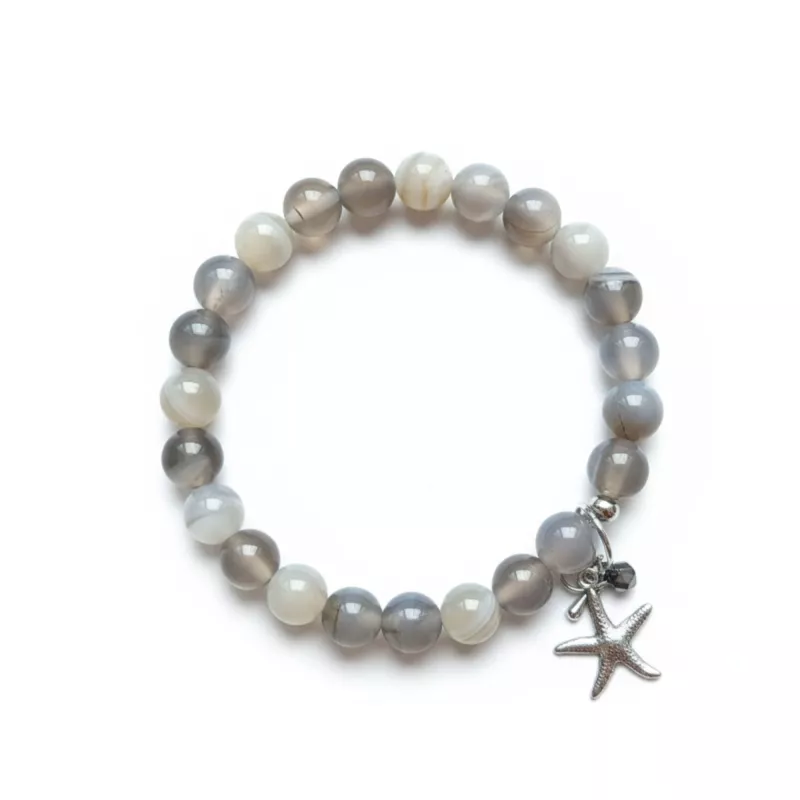 Bracelet extensible Majoris avec breloque etoile de mer et perles naturelles Bracelet extensible Majoris avec breloque etoile de mer et perles naturelles