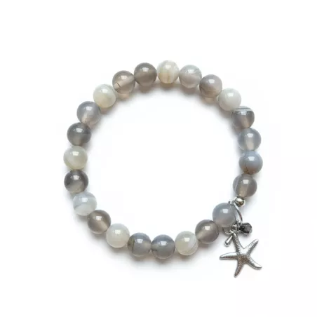 Bracelet extensible Majoris avec breloque etoile de mer et perles naturelles