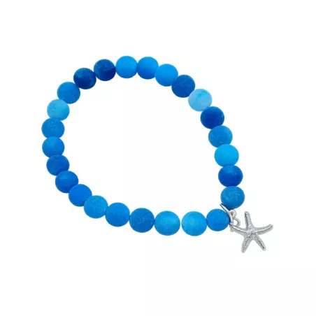 Bracelet extensible Majoris avec breloque etoile de mer et perles naturelles