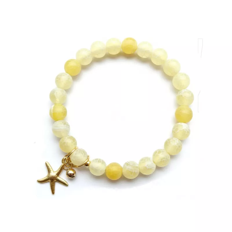 Bracelet extensible Majoris avec breloque etoile de mer et perles naturelles Bracelet extensible Majoris avec breloque etoile de mer et perles naturelles