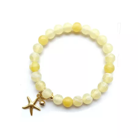 Bracelet extensible Majoris avec breloque etoile de mer et perles naturelles
