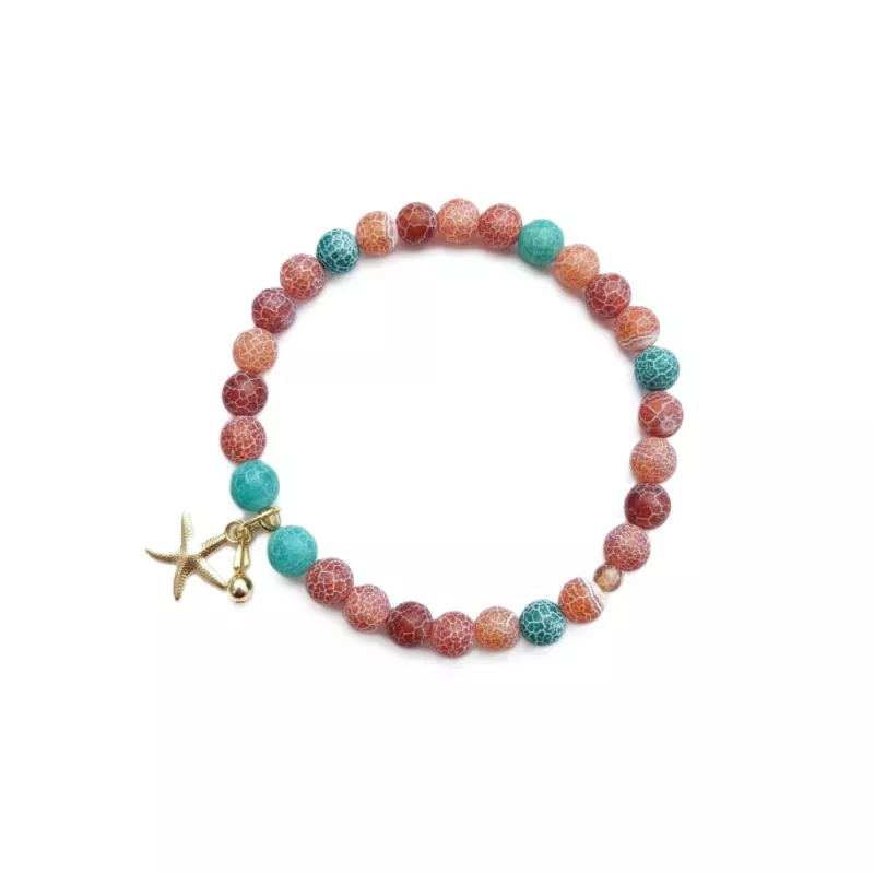 Bracelet extensible Majoris avec breloque etoile de mer et perles naturelles Bracelet extensible Majoris avec breloque etoile de mer et perles naturelles