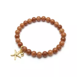 Bracelet extensible Majoris avec breloque etoile de mer et perles naturelles