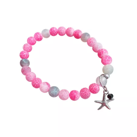 Bracelet extensible Majoris avec breloque etoile de mer et perles naturelles