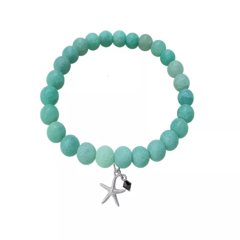 Bracelet extensible Majoris avec breloque etoile de mer et perles naturelles Bracelet extensible Majoris avec breloque etoile de mer et perles naturelles