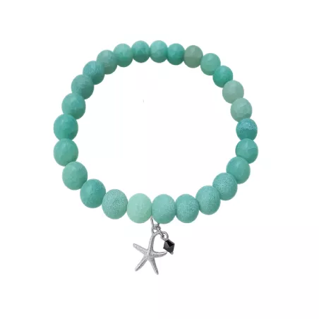 Bracelet extensible Majoris avec breloque etoile de mer et perles naturelles