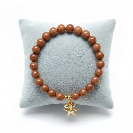 Bracelet extensible Majoris avec breloque etoile de mer et perles naturelles