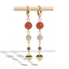 Boucles Mimi pendantes en pierres naturelles et breloque coeur