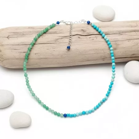 Collier Mwa chocker en pierres naturelles bicolores