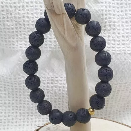 Bracelet homme perles naturelles 10mm rondes acier inoxydable