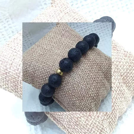 Bracelet homme perles naturelles 10mm rondes acier inoxydable