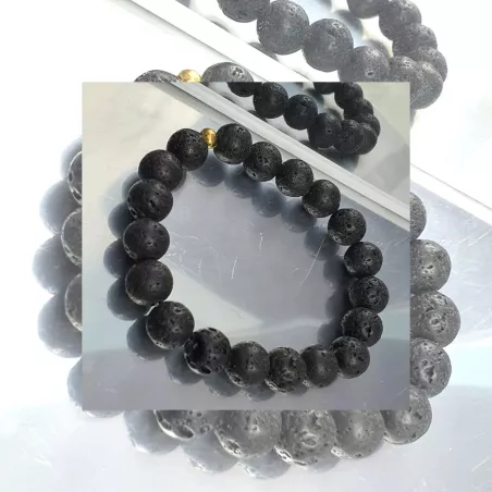 Bracelet homme perles naturelles 10mm rondes acier inoxydable