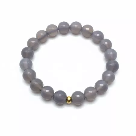 Bracelet homme perles naturelles 10mm rondes acier inoxydable